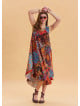 Boat Neck Loose Cut Orange Casual Dress 4665